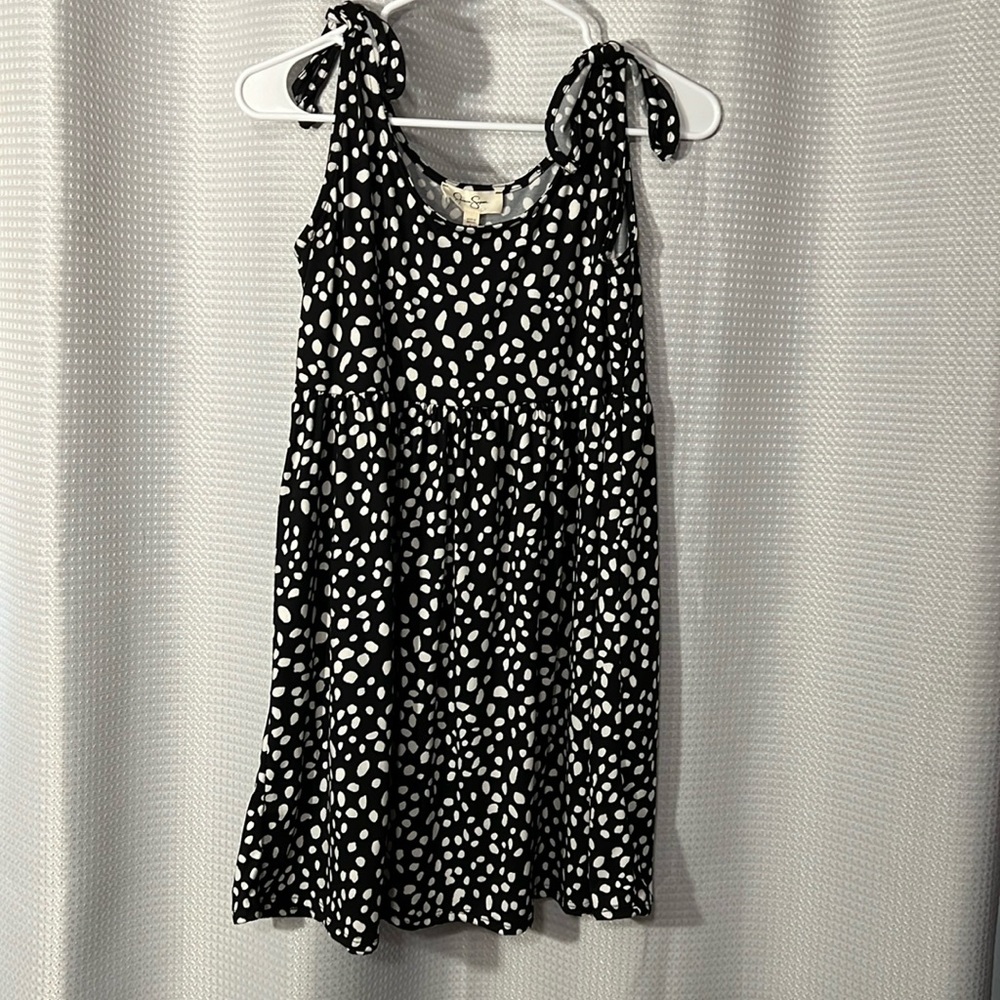 Jessica Simpson black & white polka dots Tank with decorative ties dress Size L